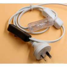 SAA Plug 2pin Power Cord with 303 on/off Switch with E12